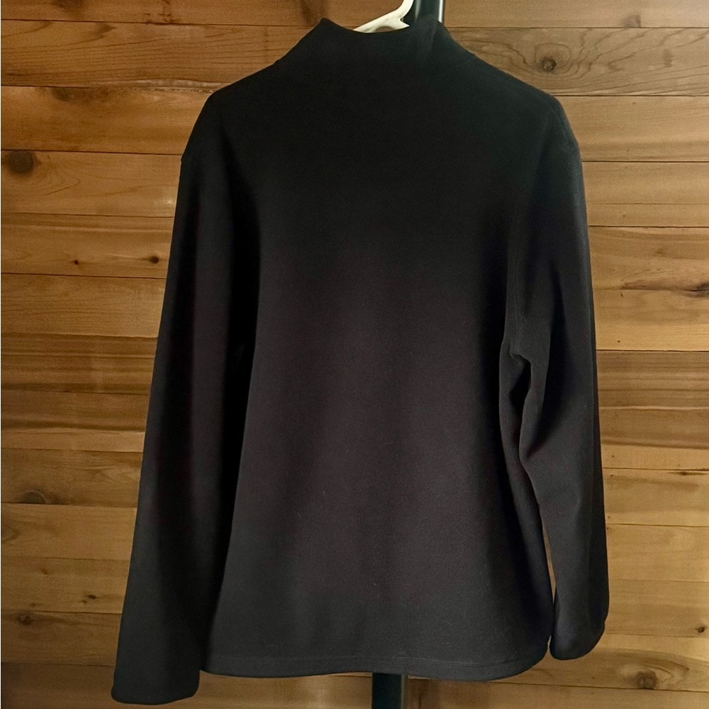 Croft & Barrow Men's Black Quarter Zip Fleece Pullover Large Soft Warm Fall EUC - Picture 2 of 8